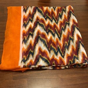 Large infinity scarf, orange, burgundy, navy